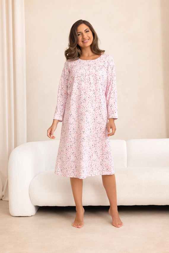 Camicia da notte Regina 2013 7/8 Blu 100% Cotone Manica lunga