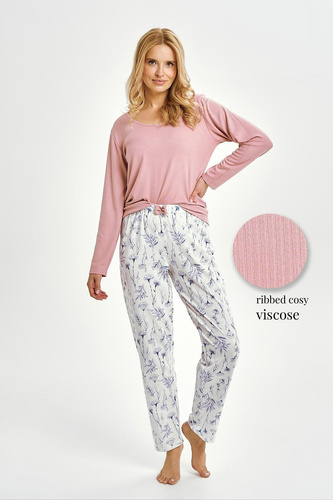 Pigiama da donna Taro 3456 Caroline rosa in viscosa e cotone