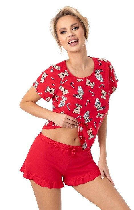 Pigiama da donna Bear Short Donna - cotone, festivo, con volant