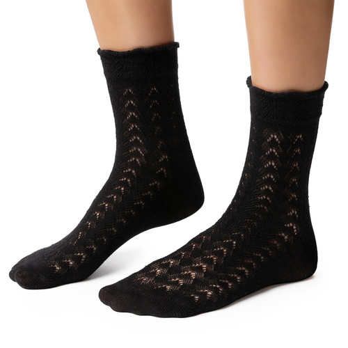 Steven 205 – calzini donna traforati in cotone black 004