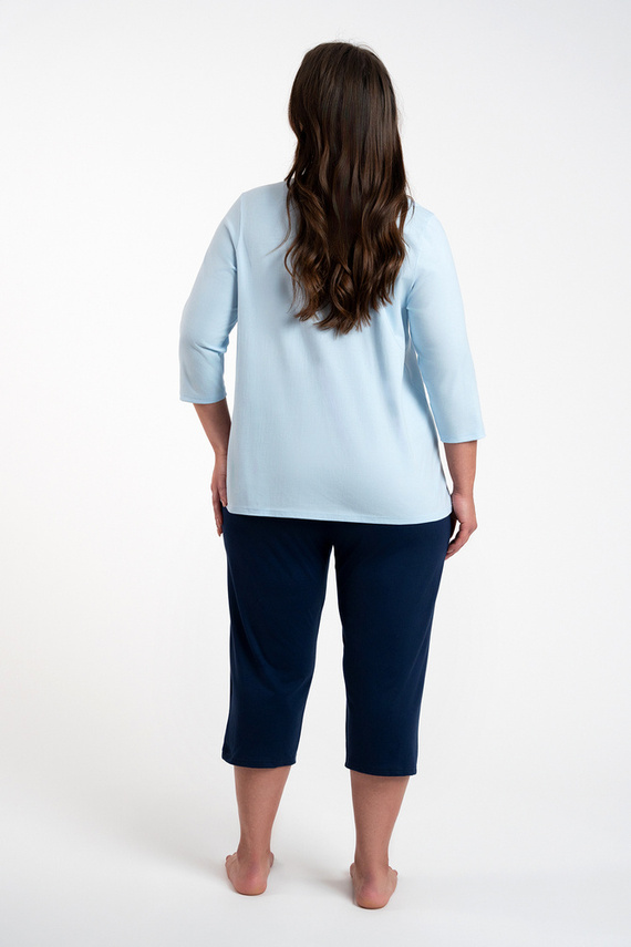 Arietta Pigiama da donna con maniche e pantaloni a 3/4 Moda italiana - blu