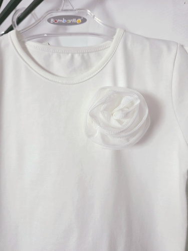 Blusa bambina Róża Bambarillo jersey con rosa in tulle elegante