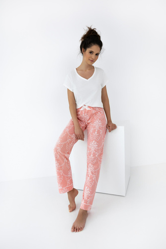 Pigiama da donna Kalina Sensis - ecru e salmone