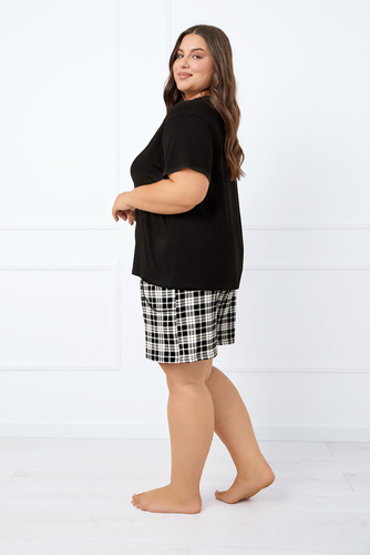 Klara Pigiama da donna a maniche corte, pantaloni corti Moda italiana - nero/stampa
