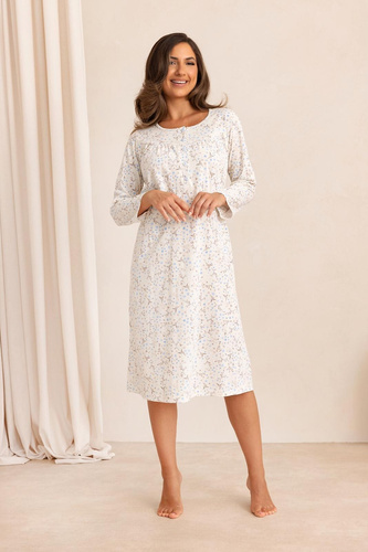 Camicia da notte Regina 2013 7/8 Blu 100% Cotone Manica lunga