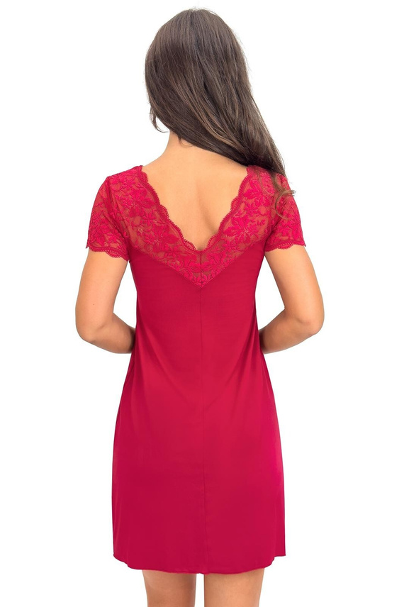 Camicia da notte donna Sonia Donna in viscosa con pizzo | scollo V | manica corta