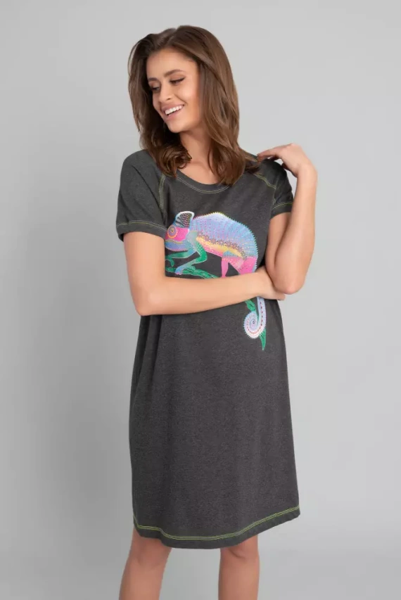 Camicia da notte Volta a maniche corte Moda italiana - melange scuro/verde