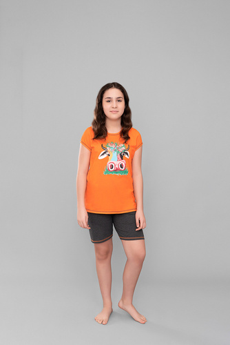 Pigiama da bambina bionda Italian Fashion - arancione/melange scuro
