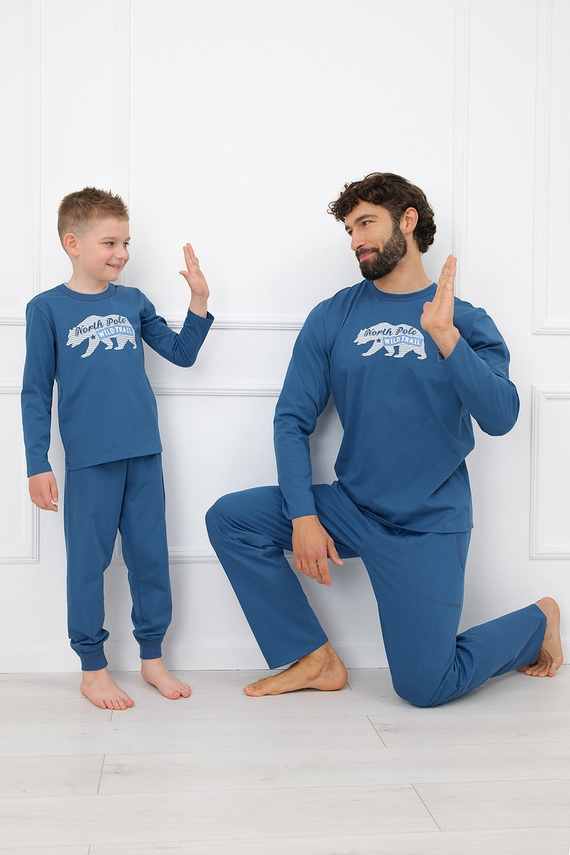 Pigiama uomo Gordo - cotone classico, polo e pantaloni con tasche Italian Fashion - melange