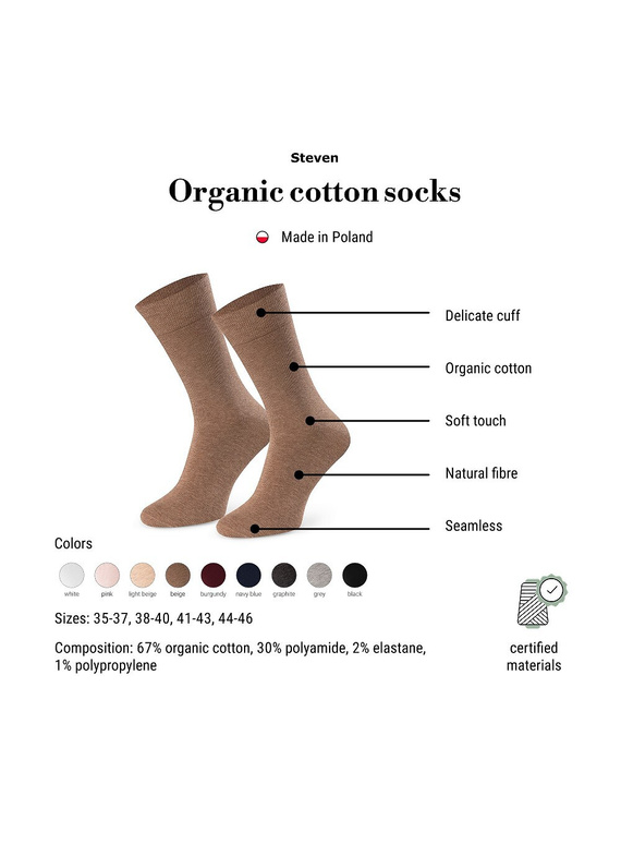 Steven art.211 calze donna in cotone organico senza cuciture lisce - 009 bordeaux