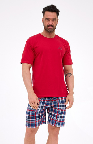 Pigiama Cornette da uomo 326/313 Ready 4 maroon - cotone, manica corta, comodo e alla moda