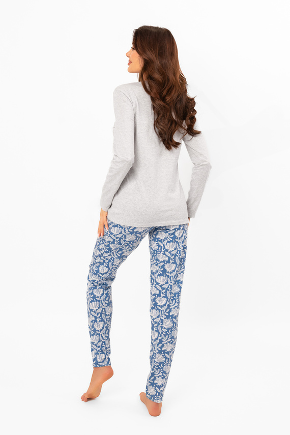 Pigiama da donna Boma - manica lunga, pantaloni lunghi, cotone Italian Fashion - melange/stampa