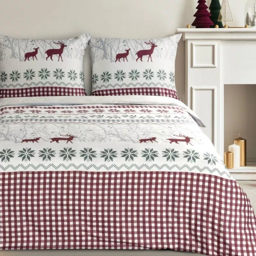 Biancheria da letto natalizia Glow Eurofirany crema con renne in microfibra con cerniera