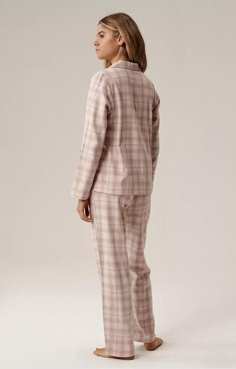 NLP-505 Pigiama donna Atlantic lavanda flanella, sbottonato, a quadri, cotone