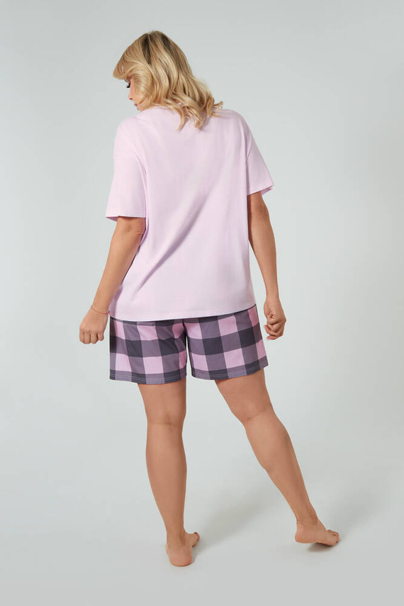 Kayo Pigiama da donna a maniche corte, pantaloncini Moda italiana - rosa/stampa