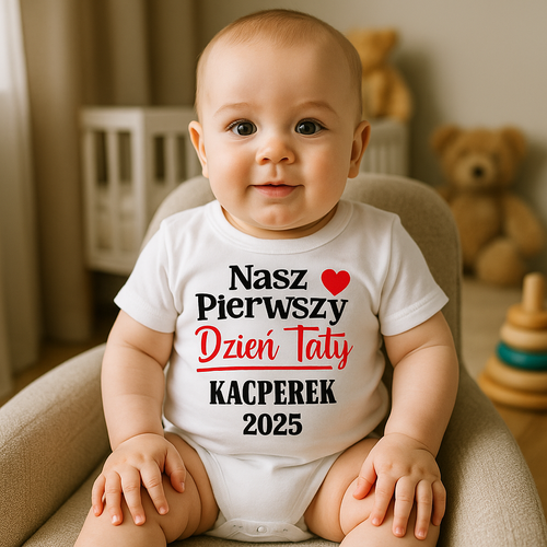 SKU N052TS-1 "Festa del papà con nome" Corpo personalizzato, per la festa del papà, manica corta, cotone Moocha bianco