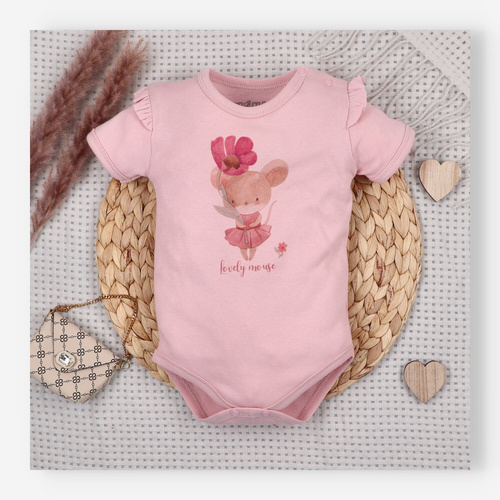 Body neonato Nini Little Mouse cotone biologico bottoni spalla manica corta