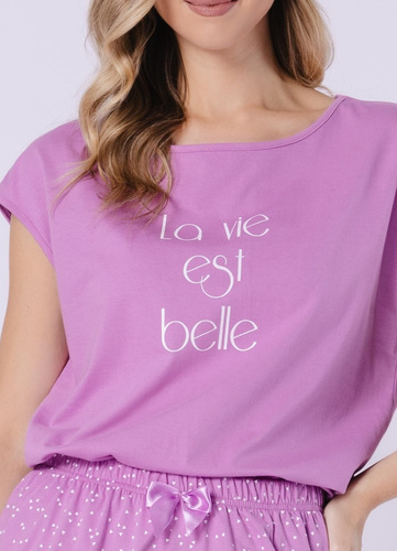 Rafaella Leveza 1715 viola - pigiama da donna in cotone con pantaloncini, leggero e confortevole