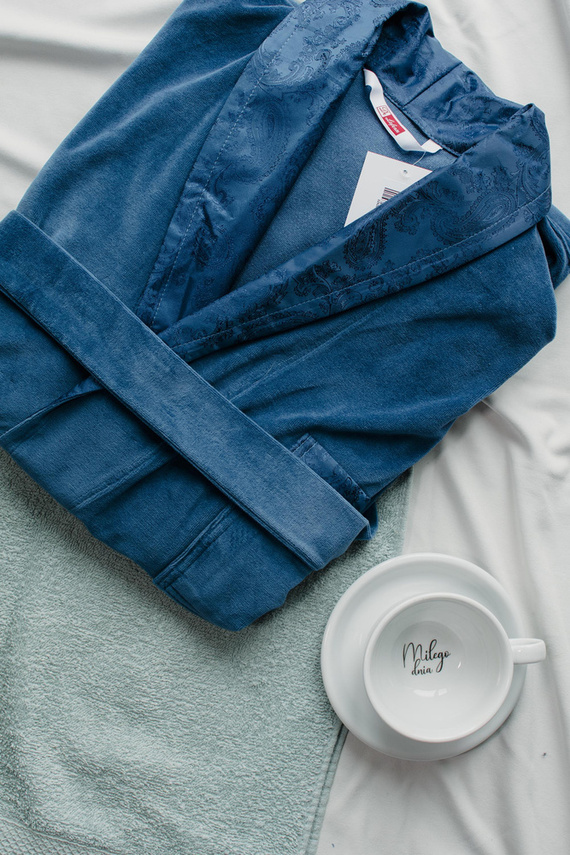 868 Nobile accappatoio da uomo in velluto De Lafense - elegante, morbido, pregiato, denim