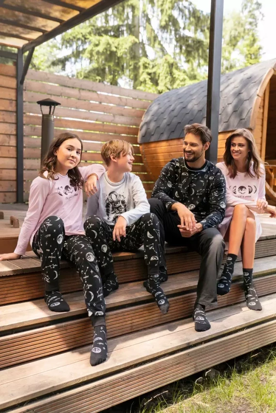 Umbra Pigiama bambina, manica lunga e pantaloni Moda italiana - salmone/stampa