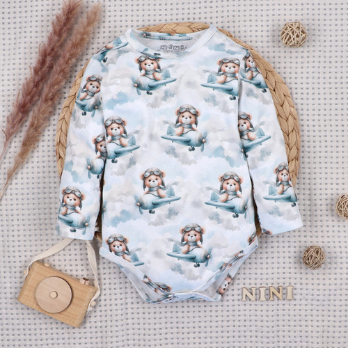 NINI ABN-5746/JSZ body neonato 100% bambù Baby Bear Pilot con bottoni a pressione
