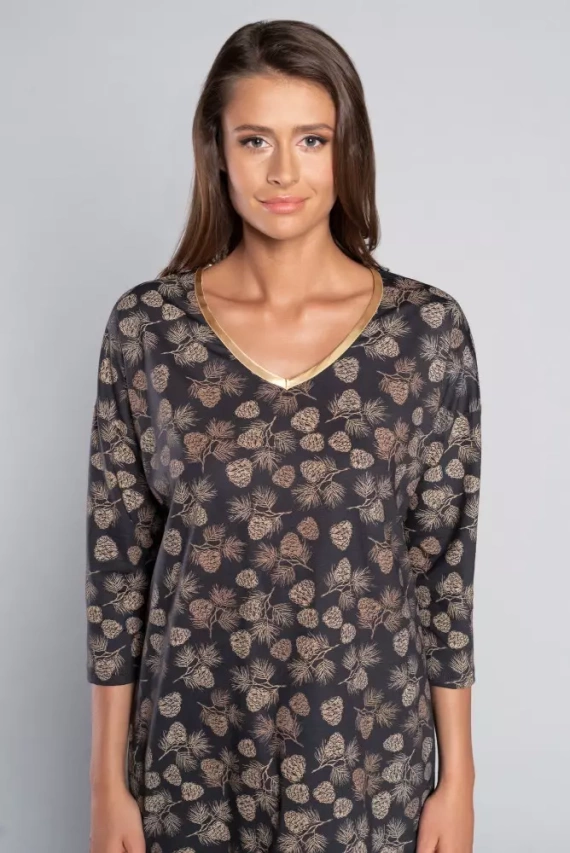 Pinnia Pigiama donna manica 3/4, pantaloni 3/4 Moda italiana - stampa/grafite