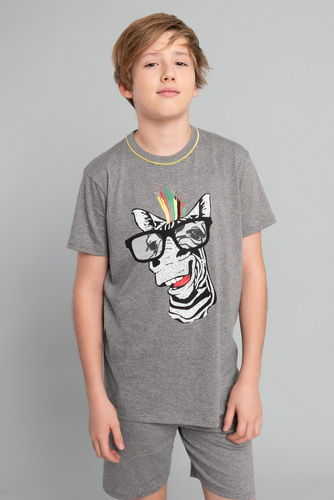 Pigiama Crazy Boys a maniche corte, pantaloni Italian Fashion- melange medio