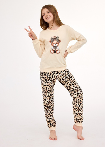 594/191, 592/191 Pigiama da bambina Panther CORNETTE - beige, cotone, manica lunga, in scatola decorativa