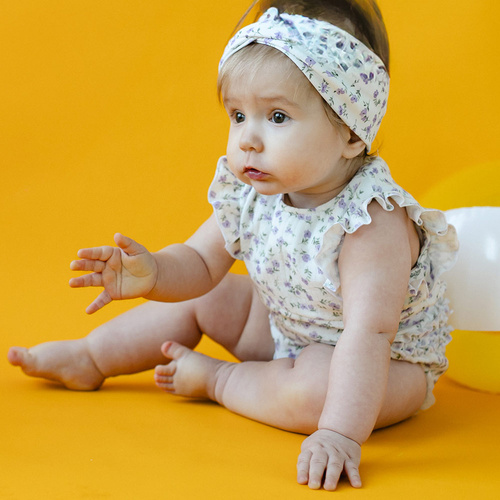 Prato Body baby mussola senza spalline ecrù floreale Eevi | Leggero e arioso per l'estate