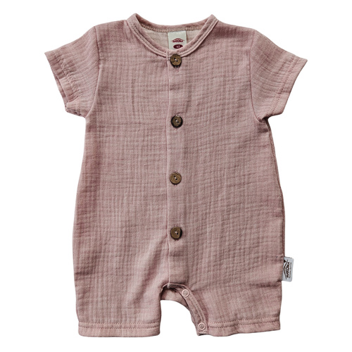 Baby Rampers Just Muslin 02235RR Makoma rose- mussola 100% cotone, manica corta