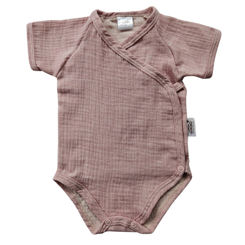 Body in mussola Just Muslin 03235KR Makoma rose- manica corta, busta, 100% cotone