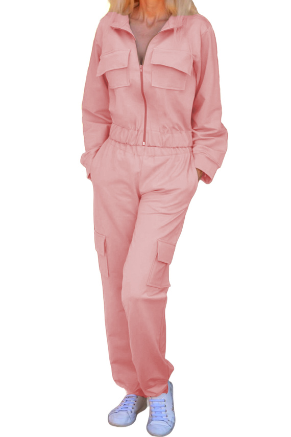 Tuta da donna Mili Mirale in cotone, comodo set con tasche - produzione polacca - rosa