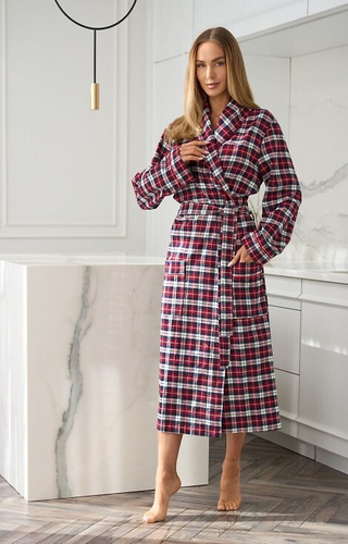2511 Roxy Accappatoio donna L&L rosso - lungo, in flanella di cotone