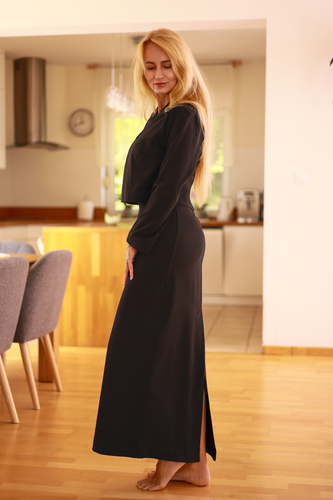 Irving - set donna: maxi abito + blusa, 95% cotone 5% elastan | marca polacca Mirale - nero