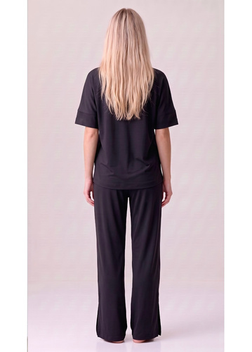 Luna 1313 pigiama donna nera 100% cotone maglietta e pantaloncini corti