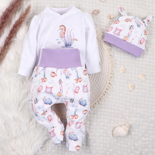 ABN-5472 Body a busta a maniche lunghe Nini, bianco, in cotone biologico, per neonati