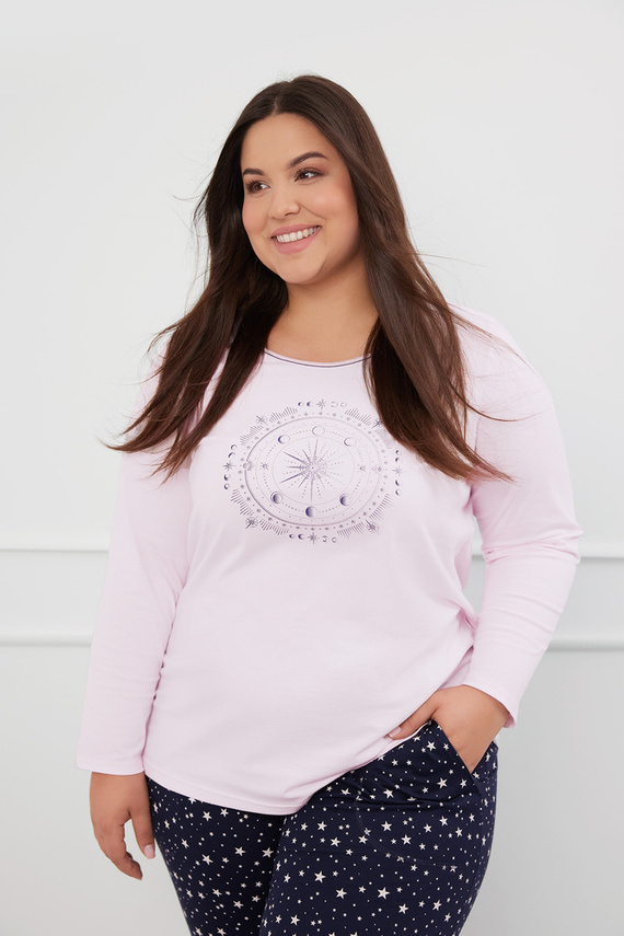 Arugia Pigiama donna manica lunga, pantalone lungo Moda italiana - rosa/stampa