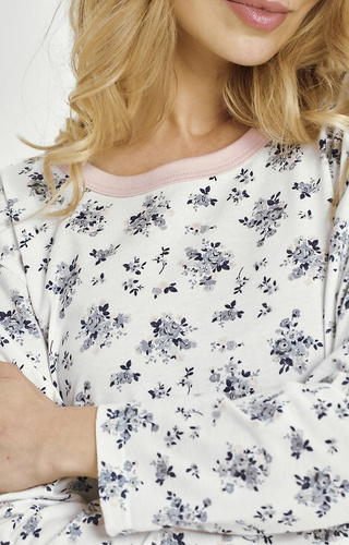 3452 Martina Camicia donna Taro - cotone, fantasia floreale, manica lunga