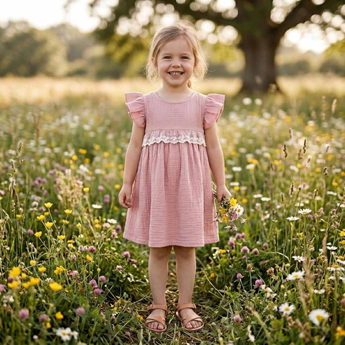 Nicol 224256 Abito in Mussola per Bambina 100% Cotone per l'Estate