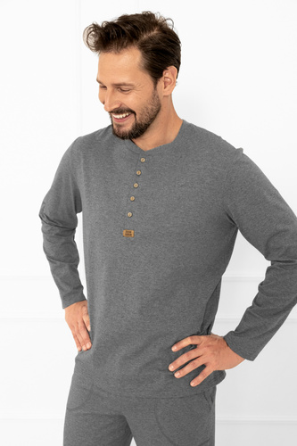 Pigiama uomo Gordo - cotone classico, polo e pantaloni con tasche Italian Fashion - melange