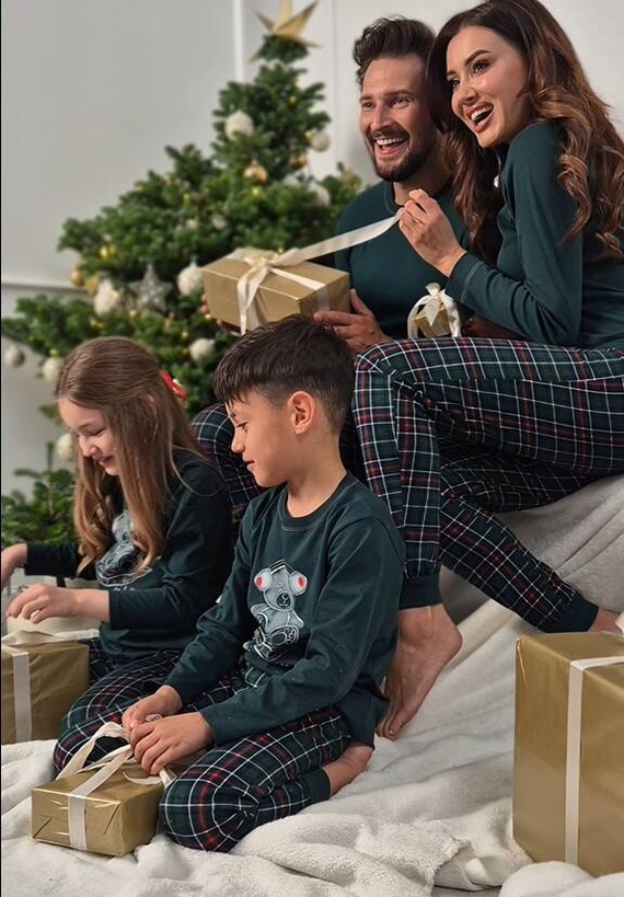 Fogo Pigiama uomo manica lunga, pantaloni lunghi Moda italiana - verde/stampa