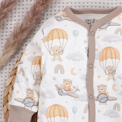 ABN-5508 Sky Journey Nini, pigiama per neonati in cotone biologico, chiusura con bottoni a pressione