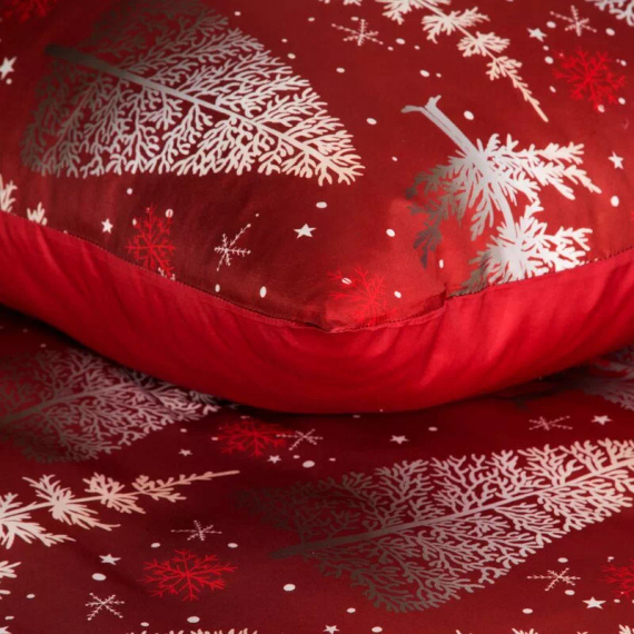 Biancheria da letto natalizia Rubin in microfibra Eurofirany rosso bianco albero di Natale - morbida, leggera e di facile manutenzione, con zip