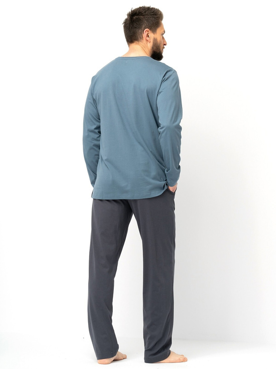 Pigiama uomo Key MNS 627 grigio - cotone, manica lunga, taglio classico