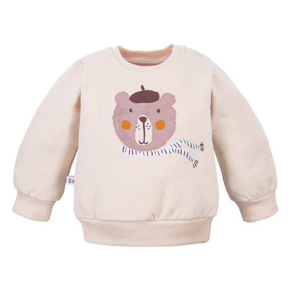 Felpa Beary Cool Eevi - beige chiaro, cotone, stampa orsetto