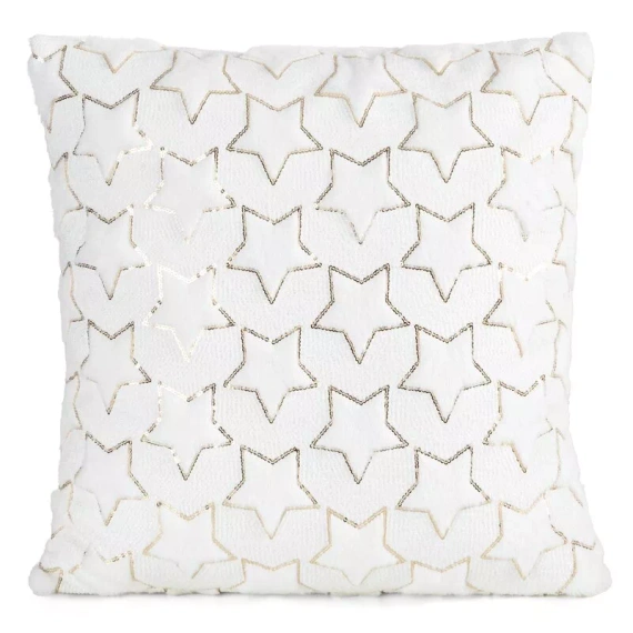 CHP314 Federa natalizia Eurofirany 45x45 con paillettes 3D stelle bianca