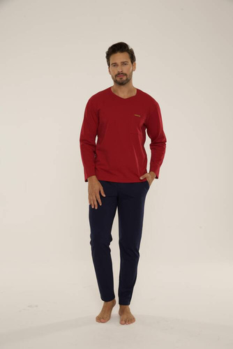 683 Kevin Forex Pigiama da uomo - marrone - blu navy