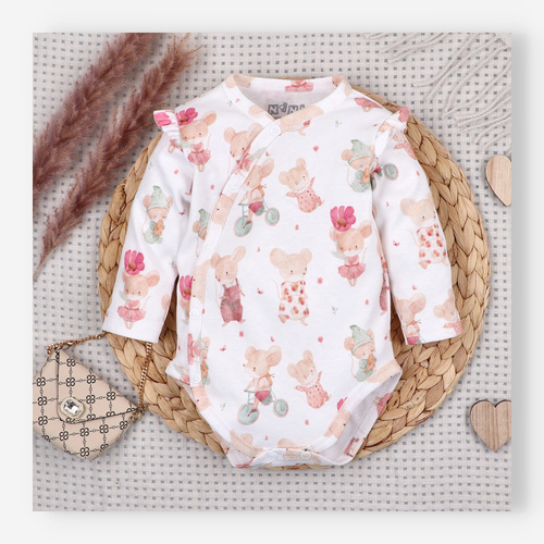 Completo neonato NINI Little Mouse cotone biologico body ghettina cuffietta