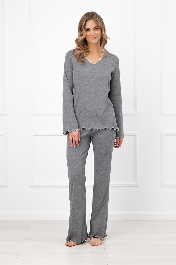 Pigiama donna Italian Fashion Jaśmina 100% cotone pizzo pantaloni a zampa