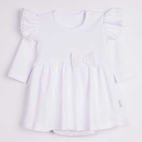 169392 Abito-corpo manica lunga Nicol - bianco, cotone, con pizzo